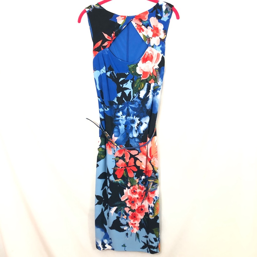 CACHE Dress blue Floral belted